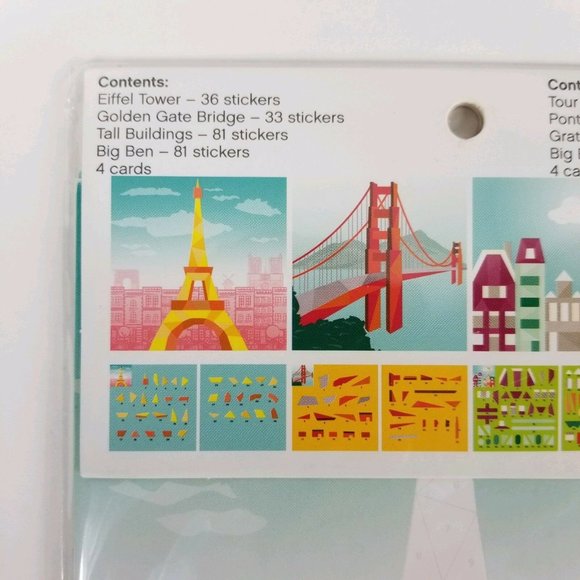 Craft Smart Sticker By Numbers 235 Pc Kit 4 Pk Eiffel Tower Big Ben Golden Gate - Picture 10 of 12